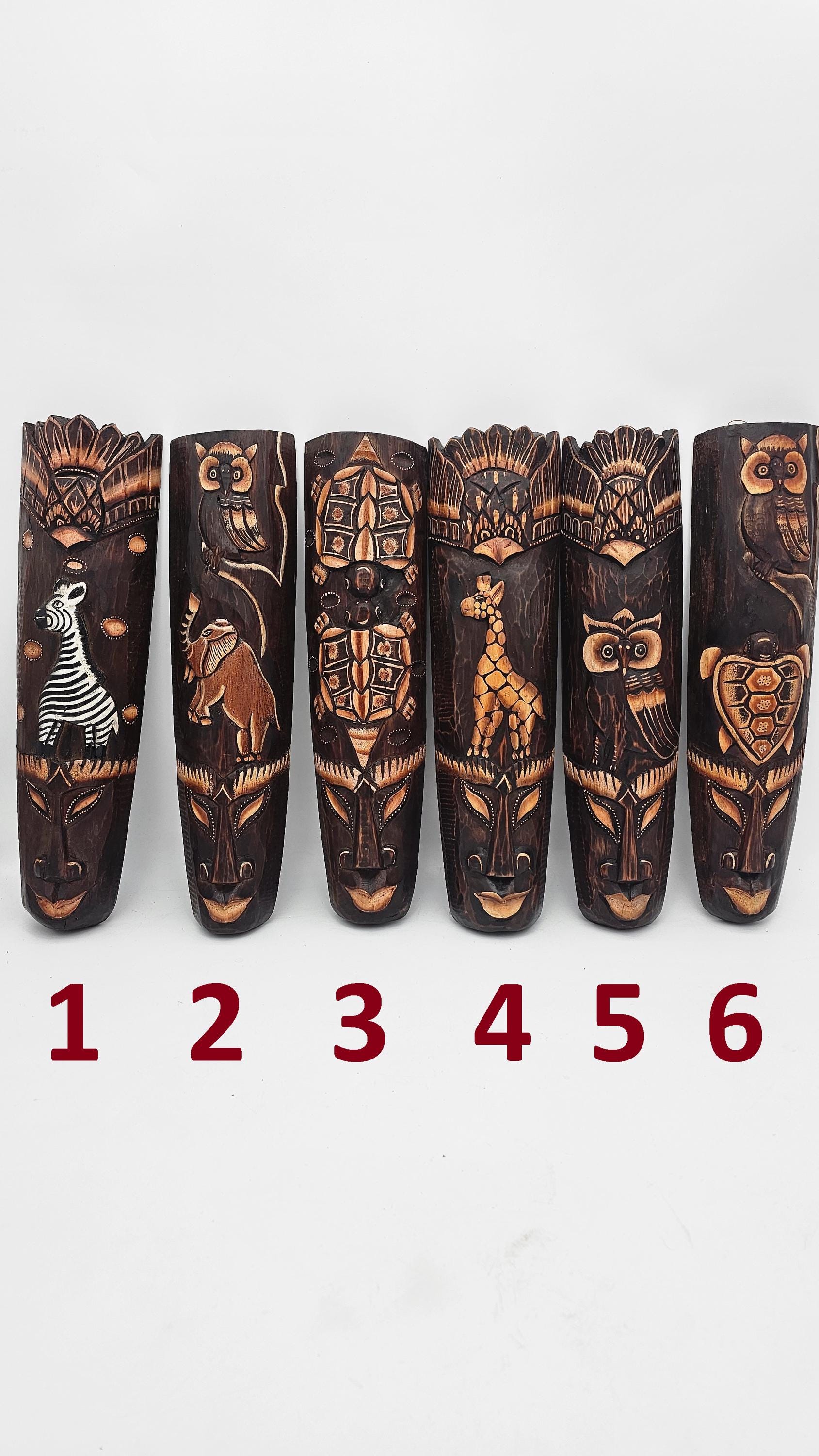 Hand Carved Tribal Face Wall Hanging Balinese Wood Art