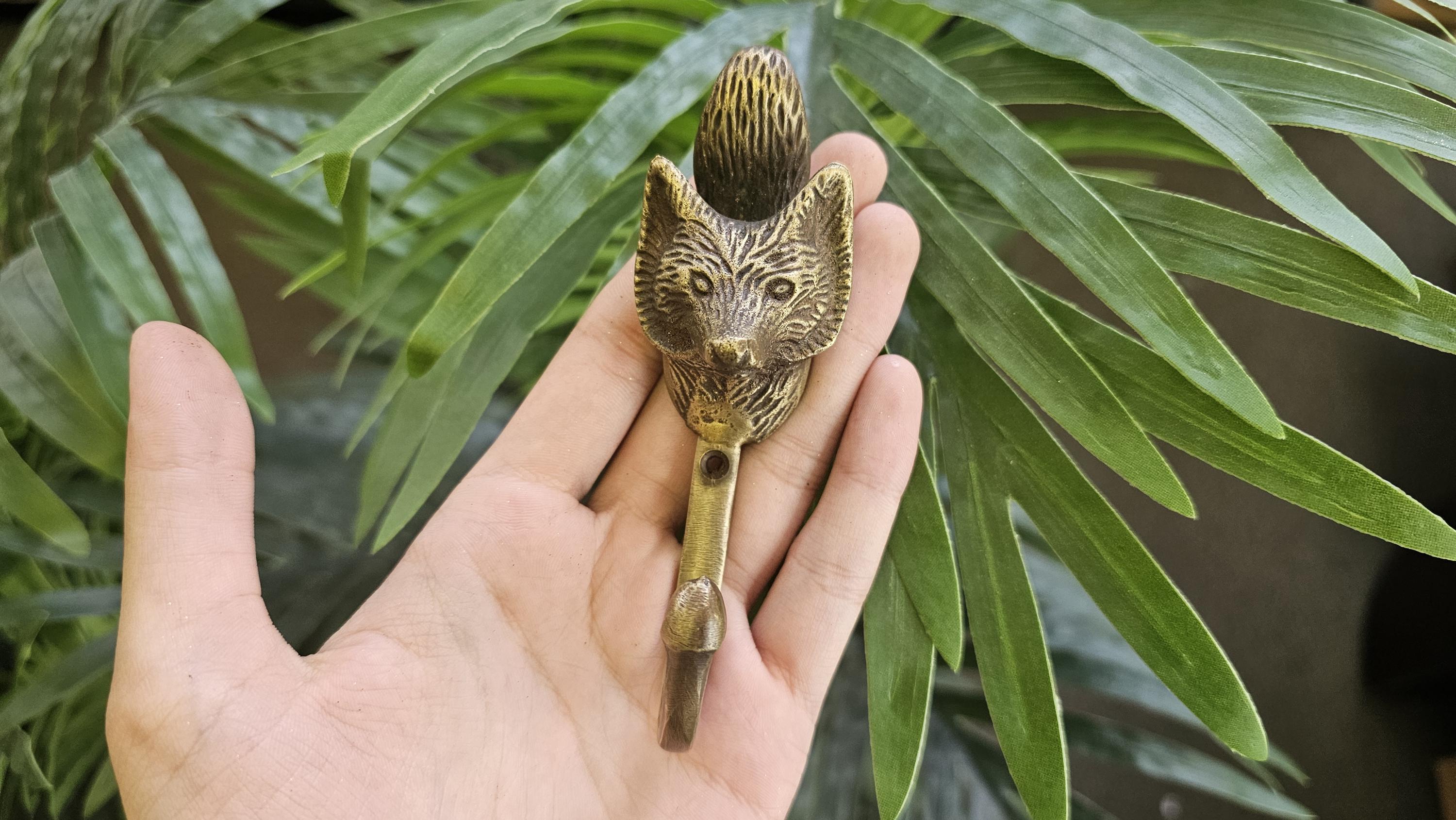 Brass FOX  Head Wall Hook Handmade Animal Hanger – Solid Brass Rustic Décor, Brass Wall Hangers, Hooks for Coats, Towels & Bags