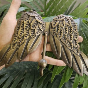 ANGEL WINGS Handmade Solid Brass Wall Hook, Brass Wall Hanger, Minimalist Coat Hook, Modern Brass Hook, Towel Hook, Entryway Wall Hooks