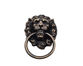 Lion Head Brass Door Knocker: Handmade Indonesian Hardware