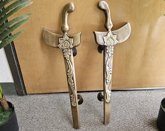 Handmade Solid Brass Door Handles Set: Antique Rustic Entryway Pulls