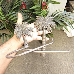 Handgefertigter Messing PALM TREE Seidenpapierhalter Strand Vibes Palme Tropisch Küsten Badezimmer - Tropischer Strandhaus Akzent, Insel-Stil