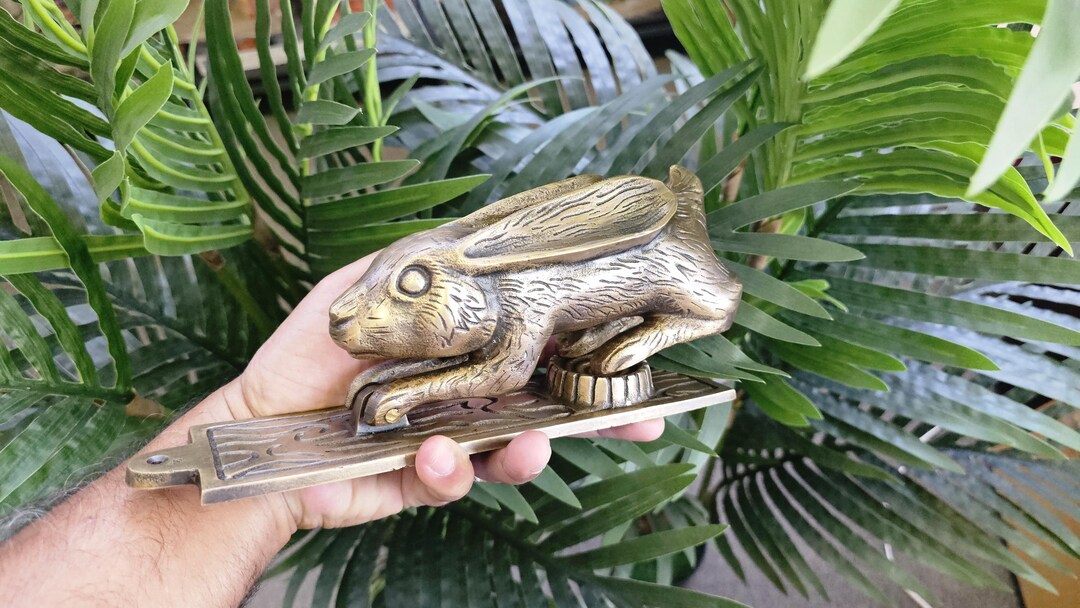 Rabbit Knocker Brass Rabbit Door Knocker: Handmade Indonesian Wildlife Decor - Etsy