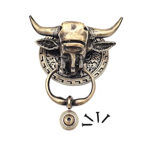 Solid Brass Bull Head Door Knocker - Handmade Indonesian Hardware