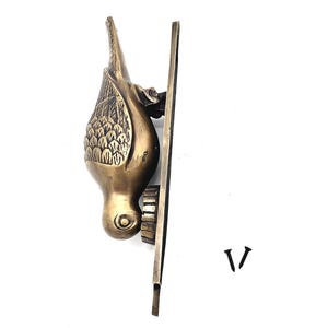 Handmade Wood Picker Bird Design Brass Door Knocker, Solid Brass Knocker, Door Hardware, Fantasy Decor, Unique Front Door Knocker