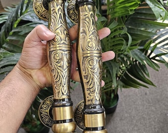 Handmade Solid Brass Door Handles - 45 cm Vintage Antique Style