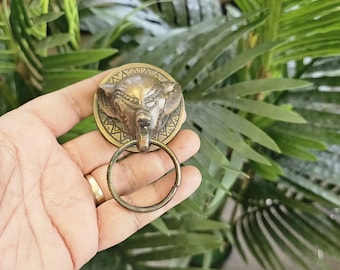 Brass Elephant Head Door Knocker: Handmade Indonesian Wildlife Decor