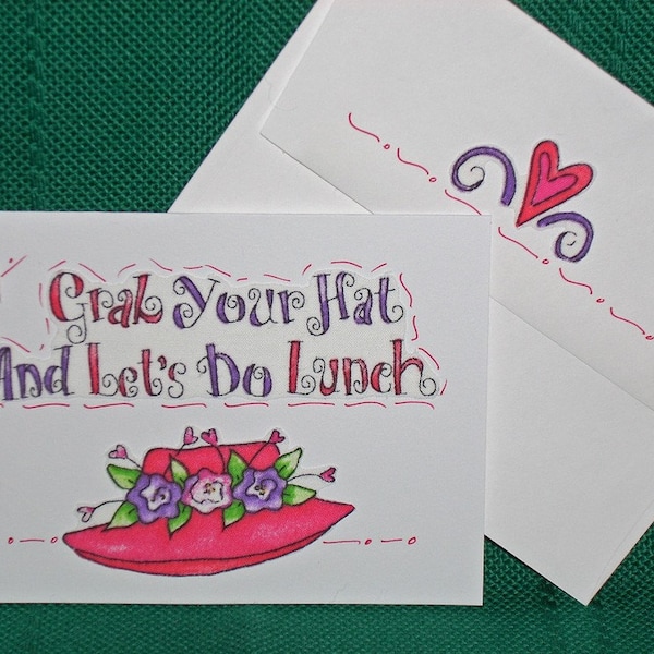 NOTE CARDS--Red Hat Sayings/Set of 3 Blank Cards/Handmade Cards/Personal Note Cards/Dianna Marcum Designer/Fabric Appliqued Cards/Greeting