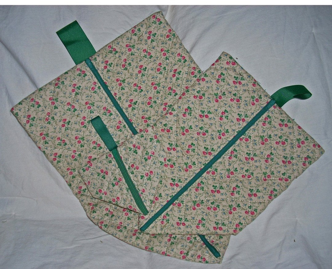 QUILTED TRAVEL Bags/set of 3 Bags/travel Cases/cotton Etsy