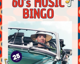 Music Bingo: The 60s | 25 Card Set (Digital Download) | Spotify playlist included