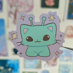 Alien Cat Glorp Sticker | Silly Alien Cat Sticker | Alien Meme Cat Sticker | Glorp Cat Sticker | Alien Cat Sticker