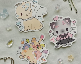 Tenshi Kaiwai Decora Jirai Kei Cat Sticker Flake Blue Cat Japanese Angel Sticker Flake