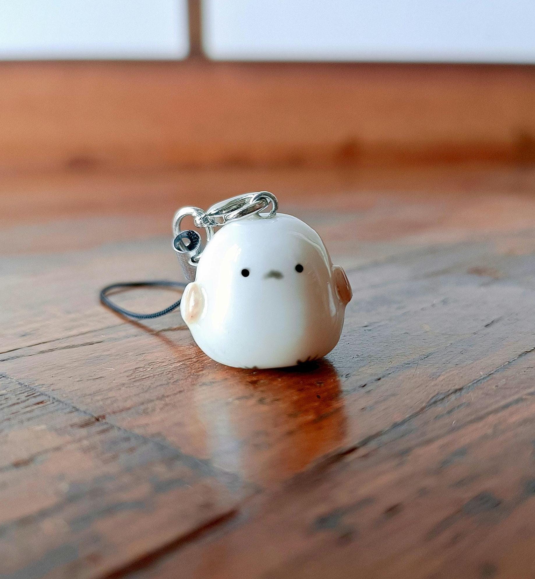 Japanese Bird Snow Fairy Clay Keychain | Shima Enaga | Mini Desk