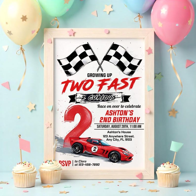 Two fast invites,Two fast Invitations,Two fast Invite,racing car invites,race car invitations,race car invites,race car invitation,Two fast Invitation,Race car invite,editable invitation,Canva Template,2nd birthday,birthday boy,second birthday