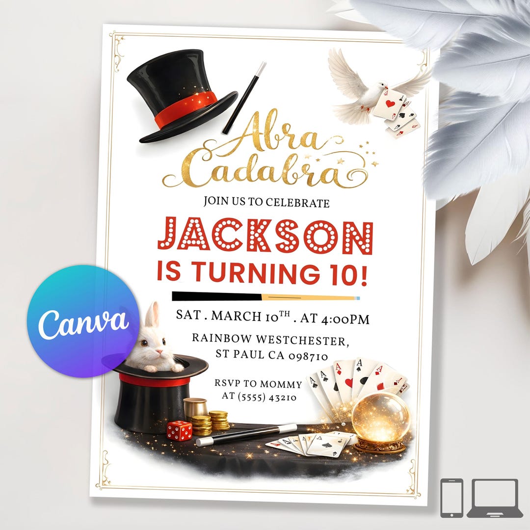 Practical Magic Invitations Magic Birthday Party Invitation, Magic Show Birthday Invitation ...