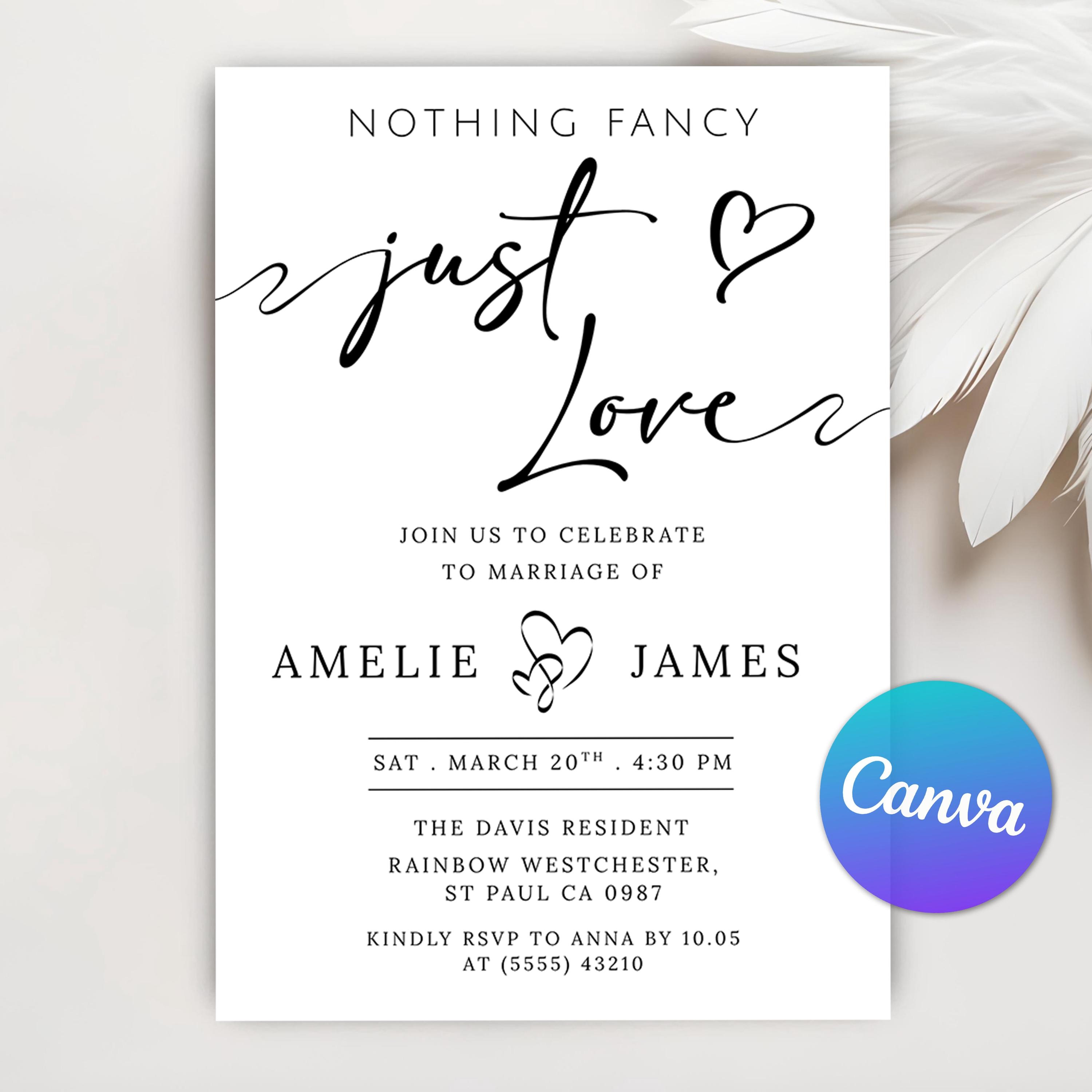 Invitations Nothing Fancy Just Love - Etsy, image size:3000x3000