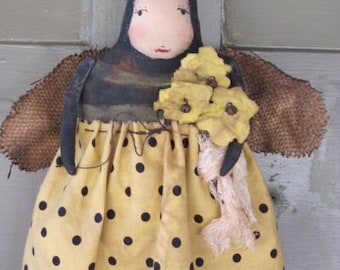 PDF Downloadable Pattern - Primitive Lilly Lady Bug and Bertie Bumble Bee Doll PDF EPATTERN