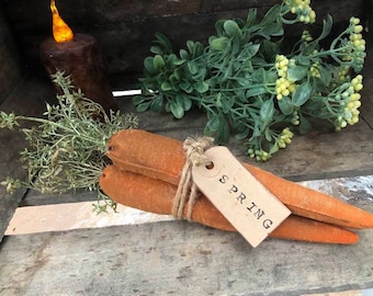 Primitive Carrots, Set of 3 Grungy Carrots, Spring Carrots, Made to Order