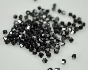 50 Jet Hematite AB Swarovski Crystals - 4mm Bicone