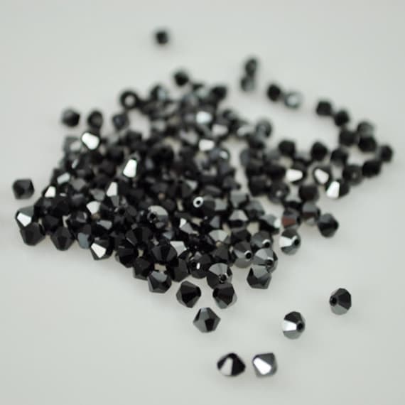 50 Jet Hematite AB Swarovski Crystals 4mm Bicone