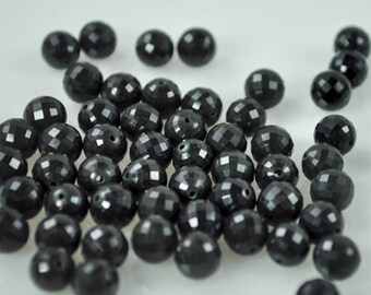 25 Obsidian 8 mm Faceted Disco Balls (Obs-001)