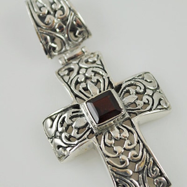 Garnet Cross Pendant.
