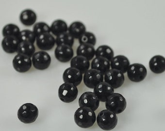 25 Black Onyx - Faceted Round 8 mm (BLKO-003)