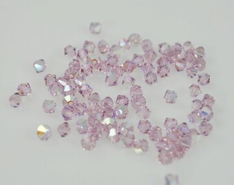 50 Light Amethyst AB Swarovski Crystals - 4mm Bicone