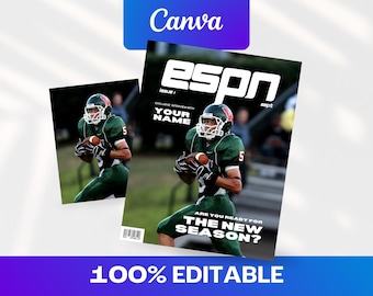 Custom Sports Magazine Cover Canva Template (Digital Download)