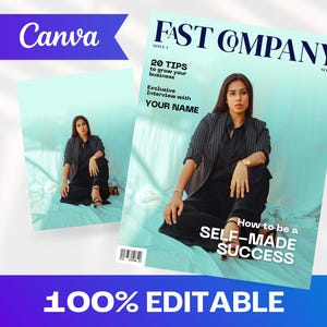 Business Magazine Cover Canva Template | Custom Magazine Cover | Canva Magazine | Canva Template | Digital Magazine Template | Fast Company