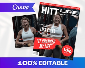 HITT Life Magazine Cover Canva Template: Custom Fitness Magazine (Digital Download)