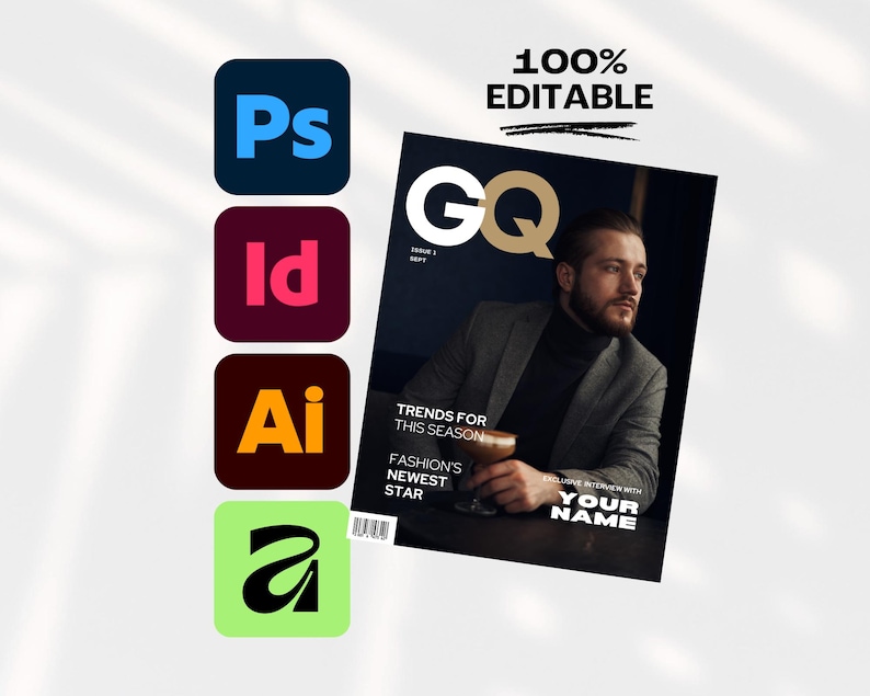 Men's Fashion Magazine Cover Template – Editable Layout for Photoshop ...