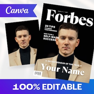 Plantilla Canva para portada de revista de negocios / Portada de revista personalizada / Revista Canva / Plantilla Canva / Plantilla de revista digital / Regalos para papá