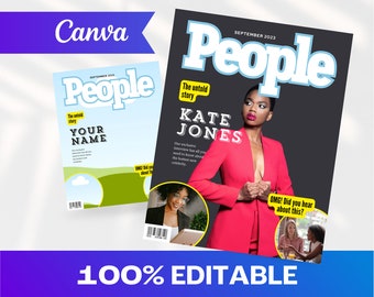 Customizable Magazine Cover Canva Template | Gossip, People Magazine (Digital Download)