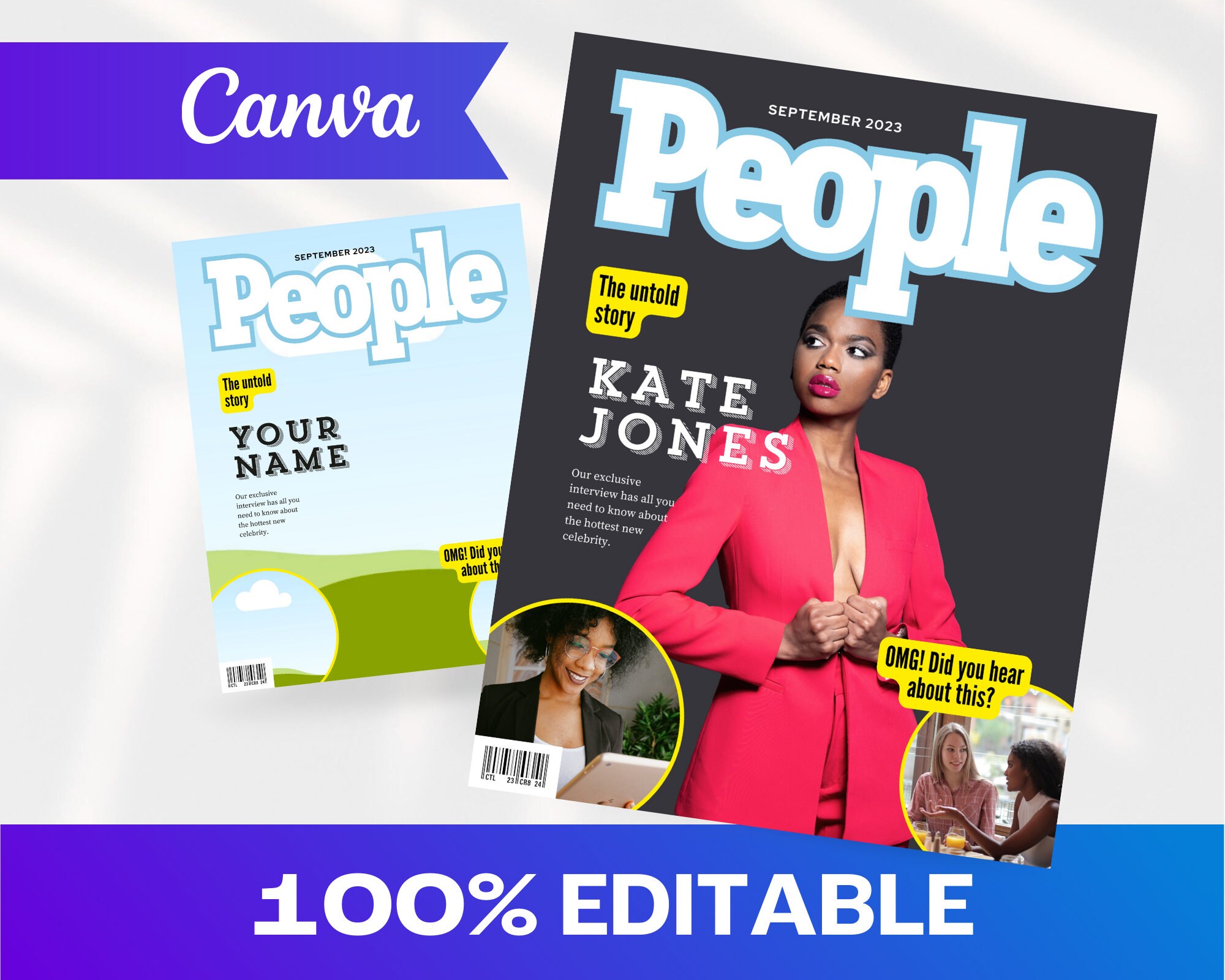 Gossip Magazine Cover Canva Template Custom Magazine Cover Canva Magazine Canva Template Digital Magazine Template People Magazine - Etsy