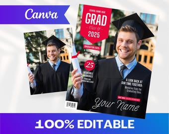 Graduation Magazine Cover Canva Template | Class of 2025 (Digital)