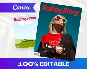 Customizable Rolling Stone Magazine Cover Template | Canva (Digital Download)