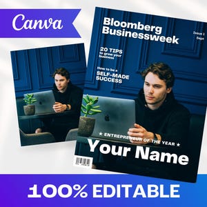 Business Week Magazine Cover Canva Template | Custom Magazine Cover | Canva Magazine | Canva Template | Digital Magazine Template | Boss