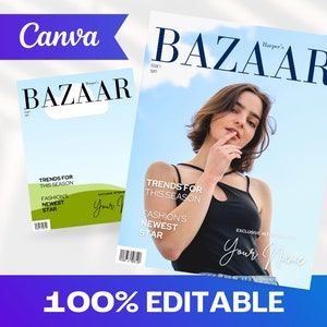 Fashion Magazine Cover Canva Template | Custom Magazine Cover | Canva Magazine | Canva Template | Digital Magazine Template | Cosmo Magazine