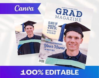 Graduation Magazine Cover Template | Class of 2025 (Canva, Digital Download)