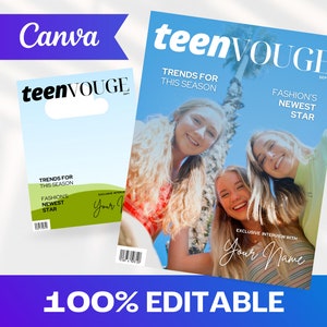Modello Canva per copertina di una rivista di moda / Copertina di una rivista personalizzata / Rivista Canva / Modello Canva / Modello di rivista digitale / Rivista per adolescenti