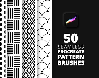 50 Nahtlose Muster Procreate Pinsel: Textur & Design (Digitaler Download)