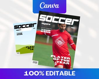 Custom Sports Magazine Cover Canva Template (Digital Download)