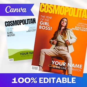 Canvassjabloon voor modetijdschriftomslag | Aangepaste tijdschriftomslag | Canva Magazine | Canvassjabloon | Sjabloon digitaal tijdschrift | Cosmo Magazine