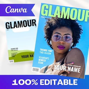 Fashion Magazine Cover Canva Template | Custom Magazine Cover | Canva Magazine | Canva Template | Digital Magazine Template | Cosmo Magazine