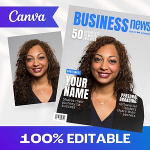 Business News Magazine Cover Canva Template | Custom Magazine Cover | Canva Magazine | Canva Template | Digital Magazine Template