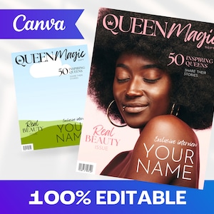 Queen Magic Magazine Cover Canva Template | Custom Magazine Cover | Canva Magazine | Invite Template | Digital Magazine Template | Lifestyle