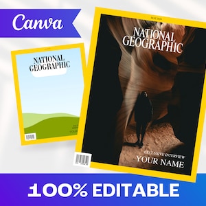 Plantilla Canva de portada de revista de viajes / Portada de revista personalizada / Revista Canva / Plantilla Canva / Plantilla de revista digital / National Geo