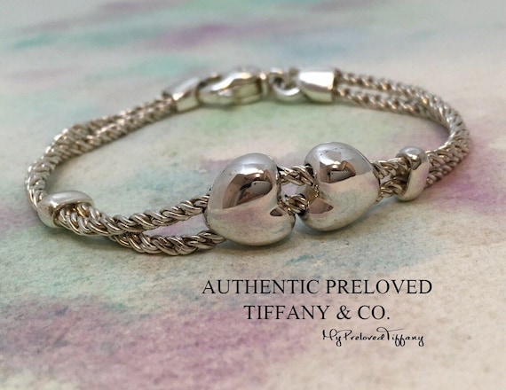Authentic Vintage Preloved Tiffany & Co. Sliding Double Heart Rope
