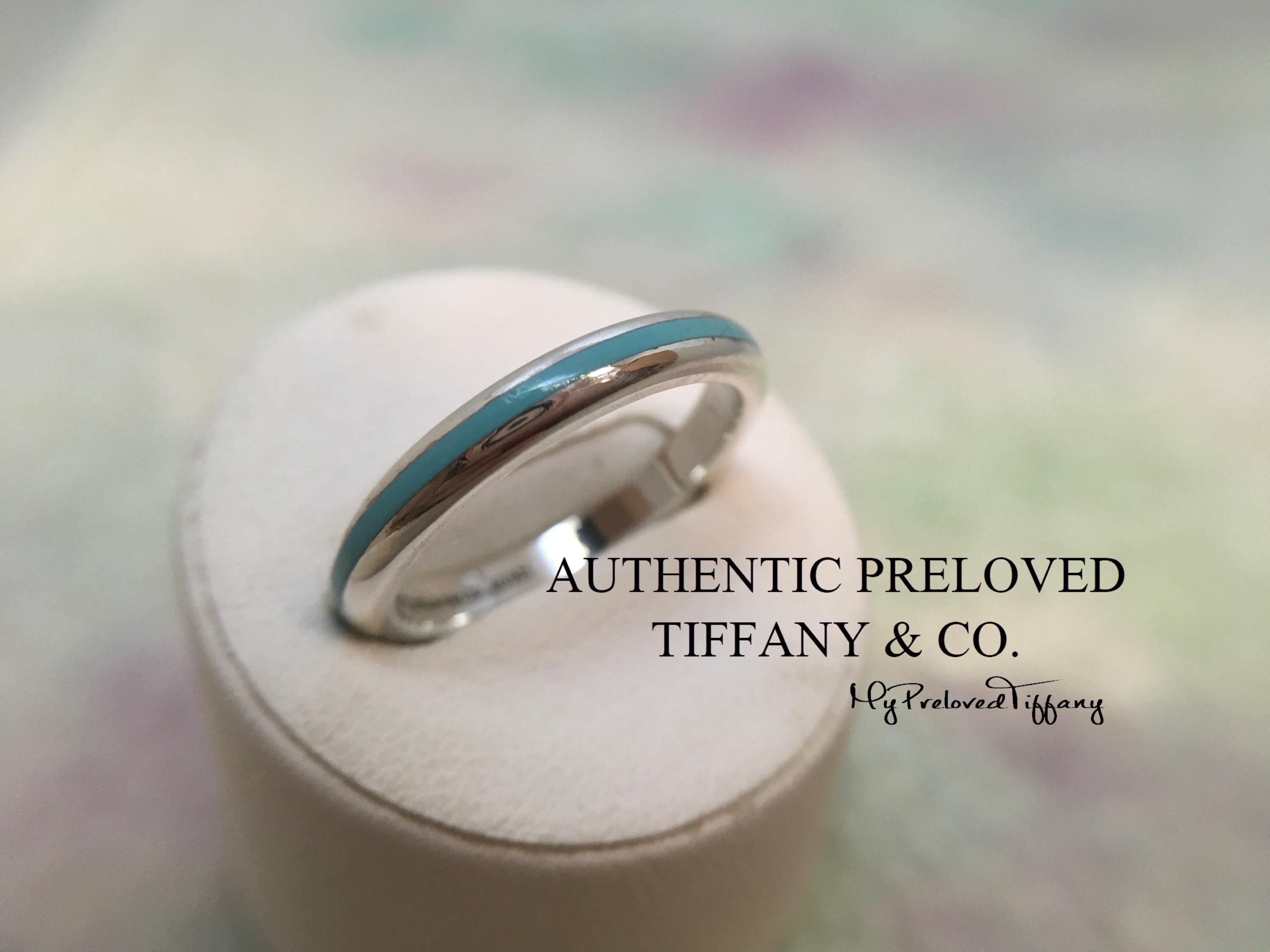 Authentic Tiffany & Co. Blue Enamel Stripe Silver Ring 6.25 - Etsy